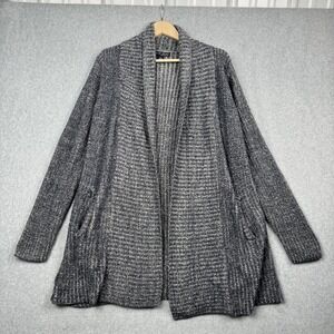 Barefoot Dreams Sweater Womens Large Gray CozyChic Lite Cardigan 404 Longline